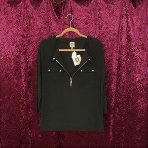 AK halfzip black topblouse